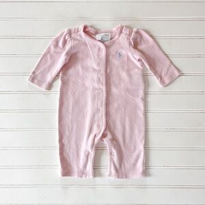 RALPH LAUREN Soft Blush Pink Baby Girls Romper Playsuit